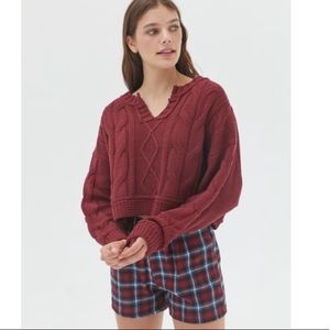 uo hazel notch neck cable knit sweater